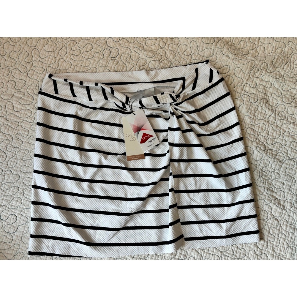 CALIA Twisted Swim‎ Skirt White Blue Stripe Coverup Womens XL